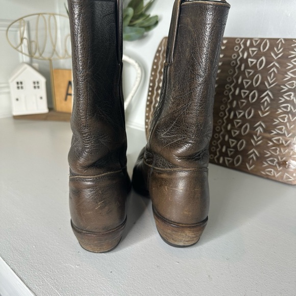 Vintage Frye Aged Brown Leather Western Cowboy Boots Women's - Size 7.5 - Picture 7 of 9